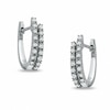 Thumbnail Image 0 of Previously Owned - 1/5 CT. T.W. Diamond Double Row Hoop Earrings in 10K White Gold