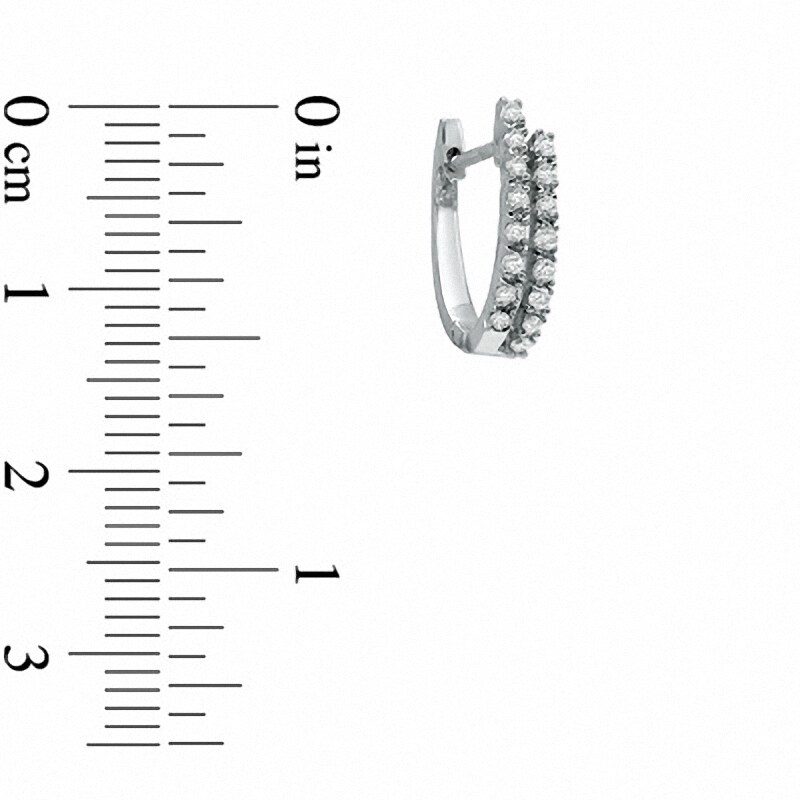 Previously Owned - 1/5 CT. T.W. Diamond Double Row Hoop Earrings in 10K White Gold