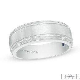 Previously Owned - Vera Wang Love Collection Men's 1/20 CT. T.W. Diamond Four Stone Wedding Band in 14K White Gold
