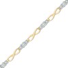 Thumbnail Image 1 of Previously Owned - 1/10 CT. T.W. Diamond Three Stone Infinity Bracelet in 10K Gold - 7.25"