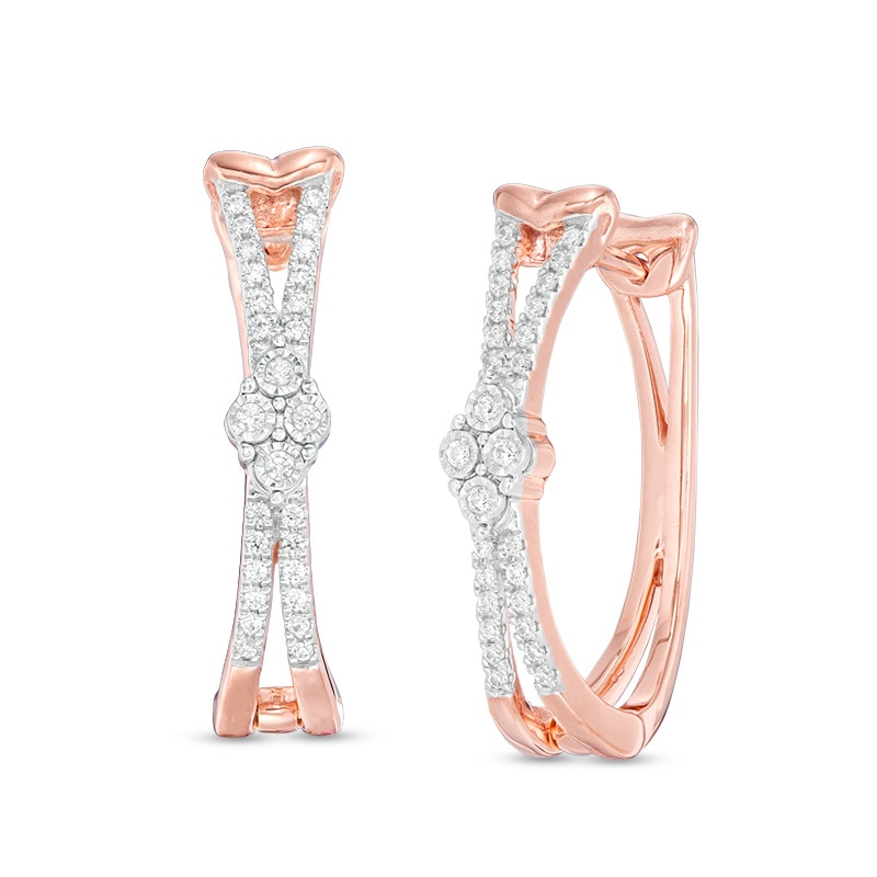 Previously Owned - 1/5 CT. T.W. Diamond Marquise Split Hoop Earrings in 10K Rose Gold