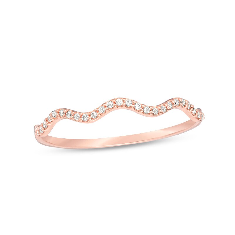 Previously Owned - 1/15 CT. T.W. Diamond Wave Anniversary Band in 10K Rose Gold