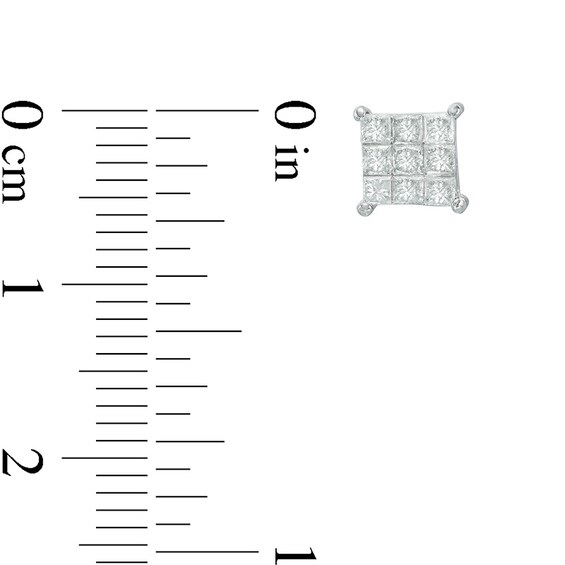 Previously Owned - 1/2 CT. T.W. Composite Princess-Cut D Previously Owned - 1/2 CT. T.W. Composite Princess-Cut Diamond Stud Earrings in 10K White Gold