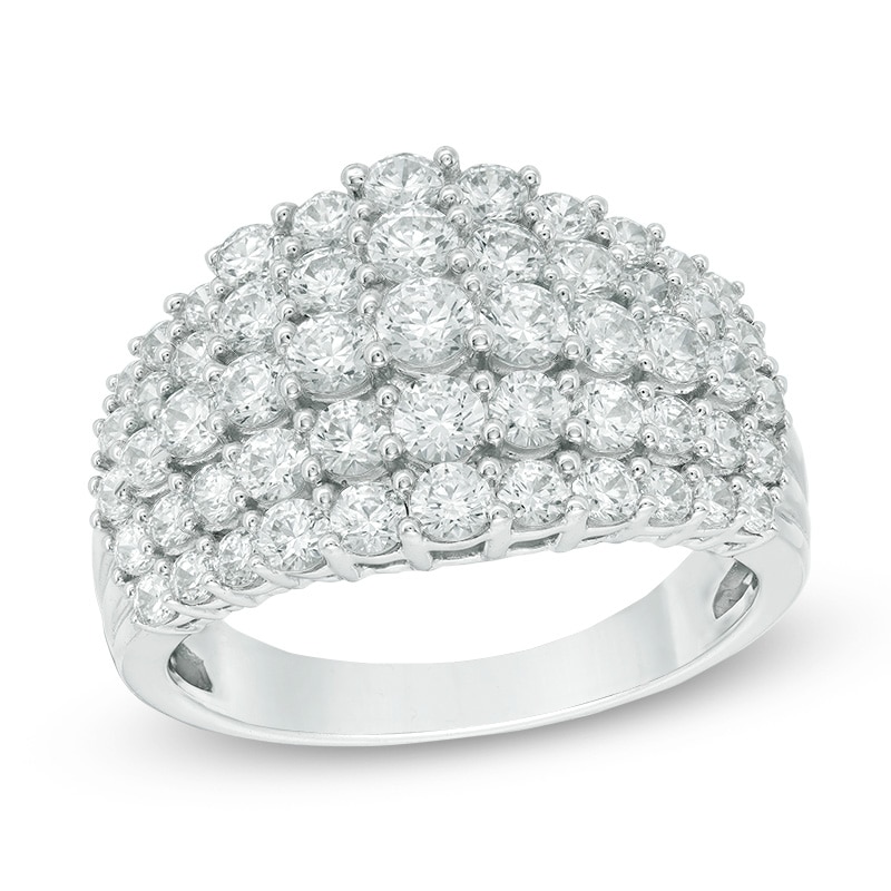 Main Image 1 of Previously Owned - 2 CT. T.W. Diamond Multi-Row Ring in 10K White Gold