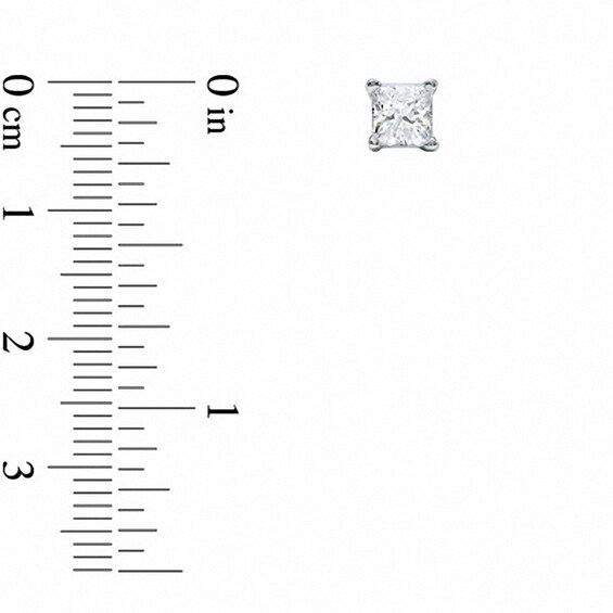 Previously Owned - 1 CT. T.W. Princess-Cut Diamond Solitaire Stud Earrings in 14K White Gold Previously Owned - 1 CT. T.W. Princess-Cut Diamond Solitaire Stud Earrings in 14K White Gold