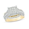 Thumbnail Image 1 of Previously Owned - 1 CT. T.W. Composite Princess-Cut Diamond Frame Multi-Row Engagement Ring in 10K Gold