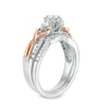 Thumbnail Image 2 of Previously Owned - 1/2 CT. T.W. Diamond Three Stone Loop Twist Bridal Set in 10K Two-Tone Gold