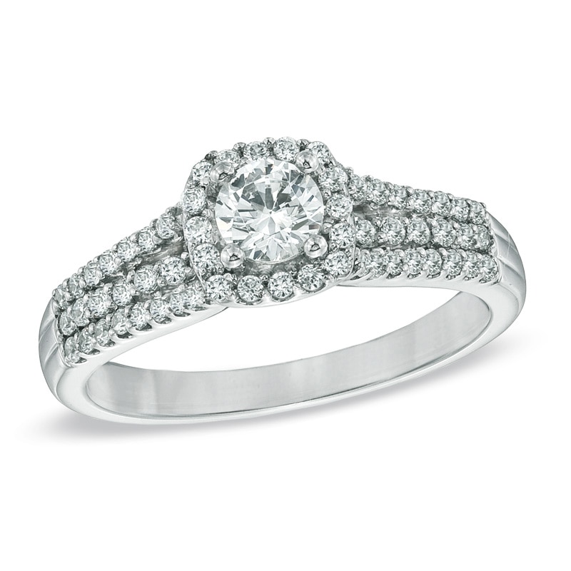 Main Image 1 of Previously Owned - Celebration Lux® 3/4 CT. T.W. Diamond Engagement Ring in 18K White Gold (I/SI2)