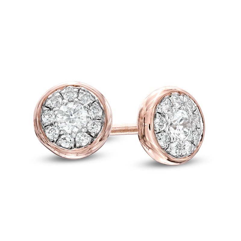 Main Image 1 of Previously Owned - 1/8 CT. T.W. Diamond Cluster Stud Earrings in 10K Rose Gold