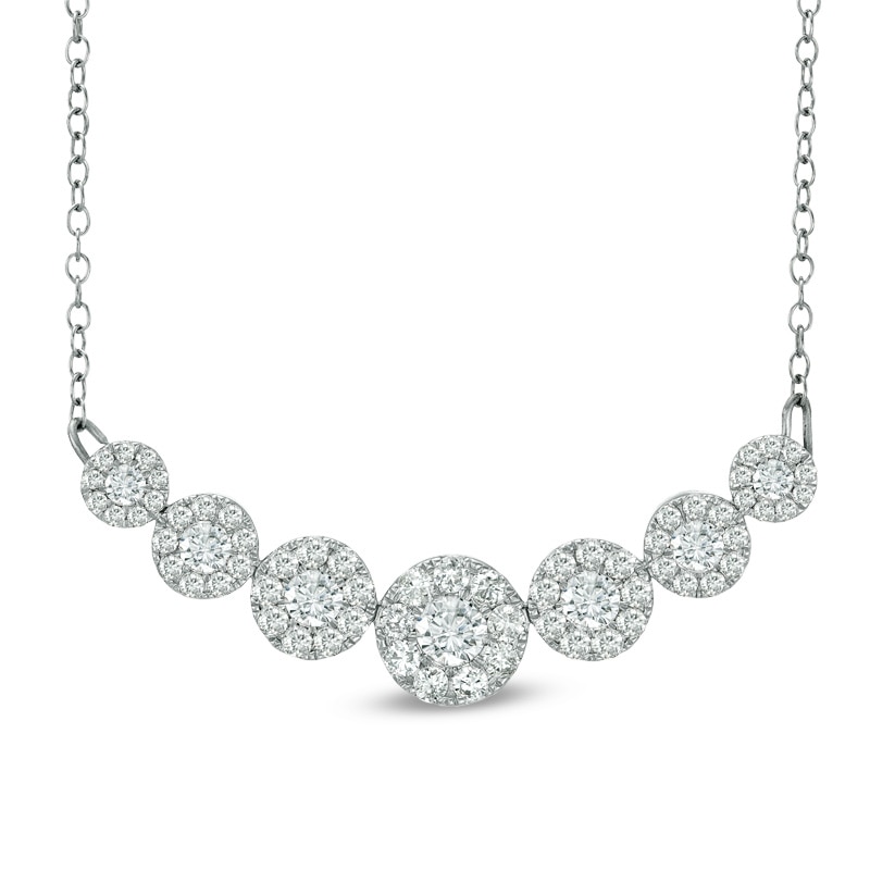 Main Image 1 of Previously Owned - 1 CT. T.W. Diamond Seven Stone Frame Necklace in 10K White Gold