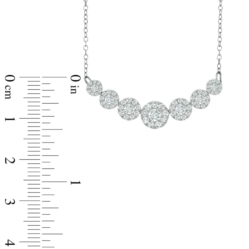 Main Image 2 of Previously Owned - 1 CT. T.W. Diamond Seven Stone Frame Necklace in 10K White Gold