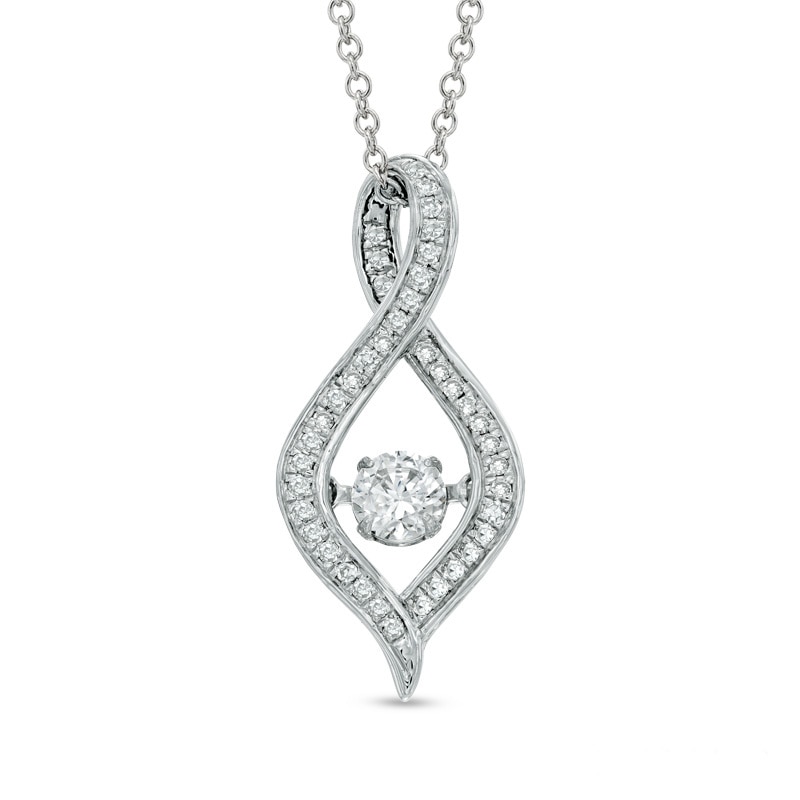 Previously Owned - 3/8 CT. T.W. Diamond Open Infinity Pendant in 10K White Gold