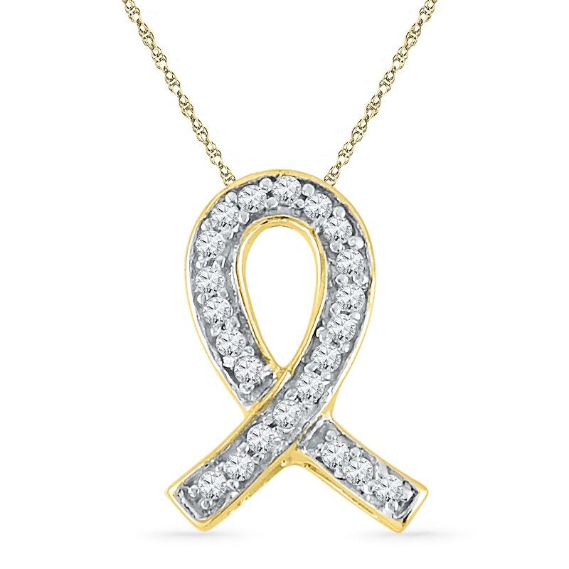 Main Image 1 of Previously Owned - Diamond Accent Awareness Ribbon Pendant in 10K Gold