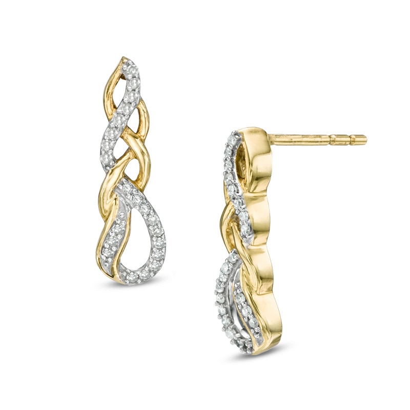 Main Image 1 of Previously Owned - Diamond Accent Cascading Teardrop Earrings in 10K Gold