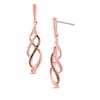 Previously Owned - 1/5 CT. T.W. Enhanced Cognac and White Diamond Infinity Waves Drop Earrings in 10K Rose Gold