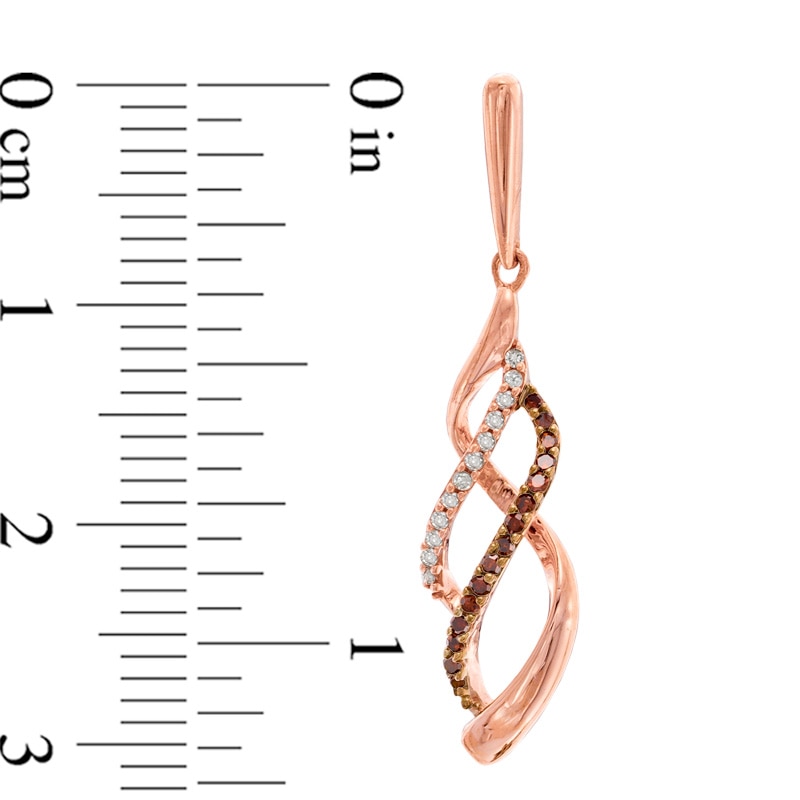 Previously Owned - 1/5 CT. T.W. Enhanced Cognac and White Diamond Infinity Waves Drop Earrings in 10K Rose Gold