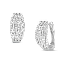 Previously Owned - 1/3 CT. T.W. Diamond Hoop Earrings in 10K White Gold