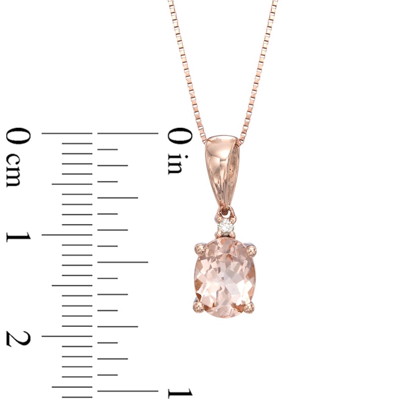 Main Image 2 of Previously Owned - Oval Morganite and Diamond Accent Pendant in 10K Rose Gold
