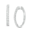Thumbnail Image 1 of Previously Owned - 1 CT. T.W. Diamond Oval Hoop Earrings in 10K White Gold