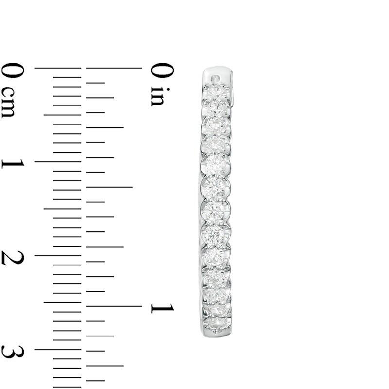 Main Image 2 of Previously Owned - 1 CT. T.W. Diamond Oval Hoop Earrings in 10K White Gold