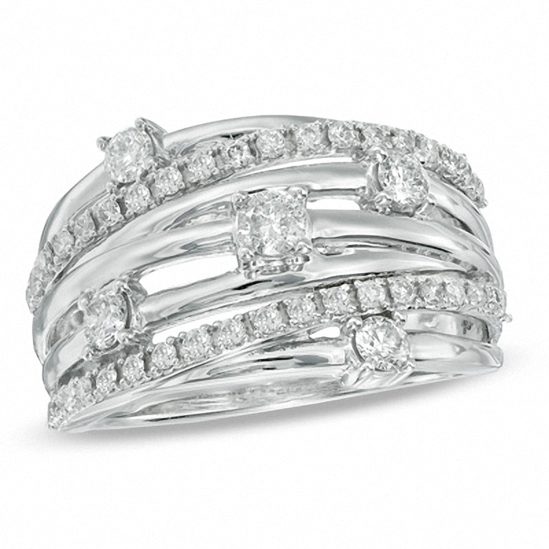 Previously Owned - 3/4 CT. T.W. Diamond Layered Orbit Ring in 10K White Gold