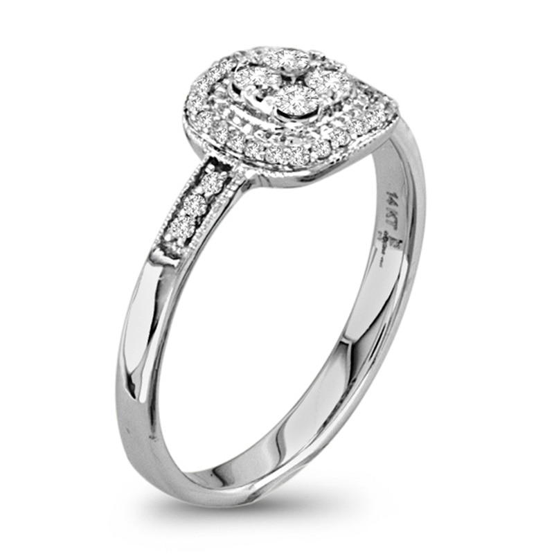 Main Image 2 of Previously Owned - 1/3 CT. T.W. Diamond Double Square Frame Cluster Ring in 14K White Gold