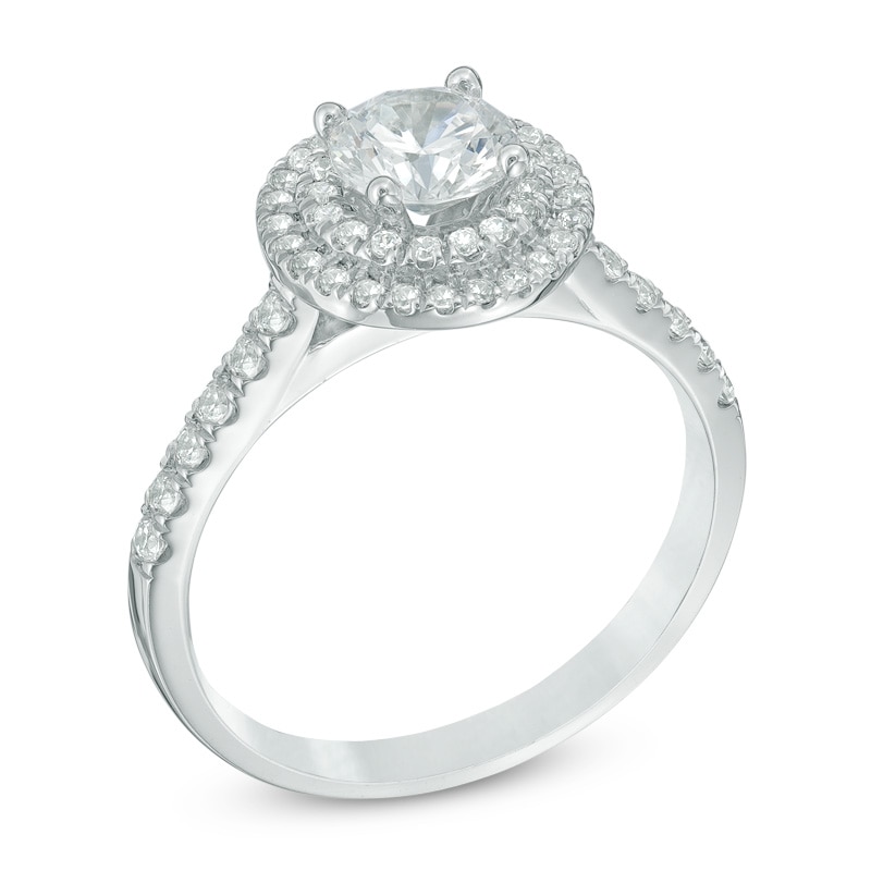 Main Image 2 of Previously Owned - 1-1/5 CT. T.W. Diamond Double Frame Engagement Ring in 14K White Gold