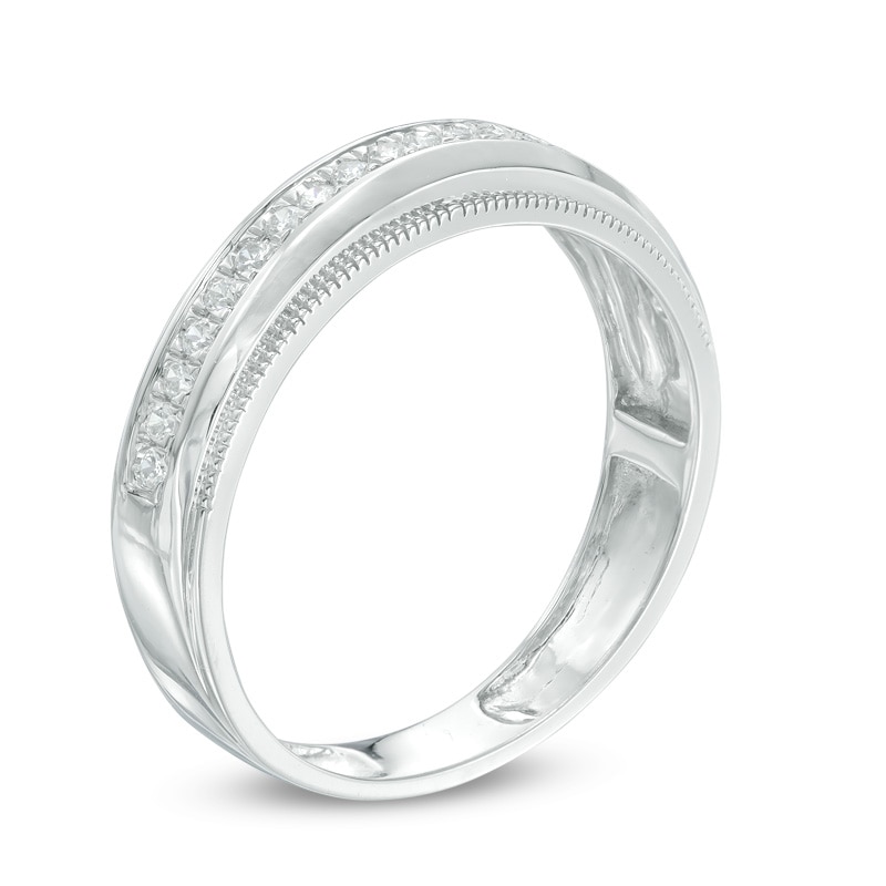Main Image 2 of Previously Owned - Men's 1/4 CT. T.W. Diamond Vintage-Style Wedding Band in 10K White Gold