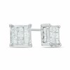 Previously Owned - 1 CT. T.W. Diamond Square Composite Stud Earrings in 10K White Gold