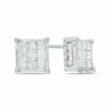 Thumbnail Image 0 of Previously Owned - 1 CT. T.W. Diamond Square Composite Stud Earrings in 10K White Gold