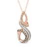 Thumbnail Image 1 of Previously Owned - 1/4 CT. T.W. Champagne and White Diamond Looping Pendant in 10K Rose Gold