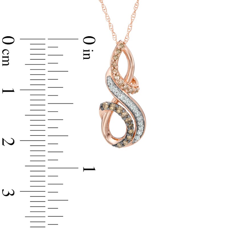 Main Image 2 of Previously Owned - 1/4 CT. T.W. Champagne and White Diamond Looping Pendant in 10K Rose Gold