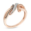 Thumbnail Image 1 of Previously Owned - 1/4 CT. T.W. Champagne and White Diamond Bypass Waves Ring in 10K Rose Gold
