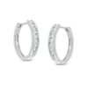 Thumbnail Image 0 of Previously Owned - 1/4 CT. T.W. Diamond Channel-Set Hoop Earrings in 14K White Gold