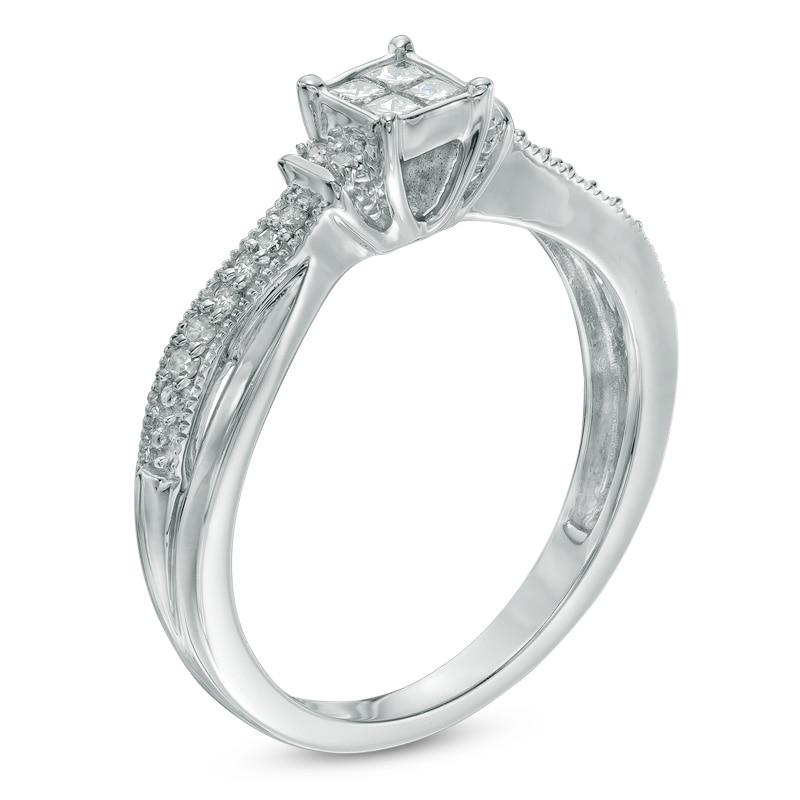 Main Image 2 of Previously Owned - Cherished Promise Collection™ 1/5 CT. T.W. Quad Princess-Cut Diamond Ring in 10K White Gold