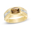 Thumbnail Image 0 of Previously Owned - Men's Barrel-Cut Smoky Quartz and Diamond Accent Ring in 10K Gold