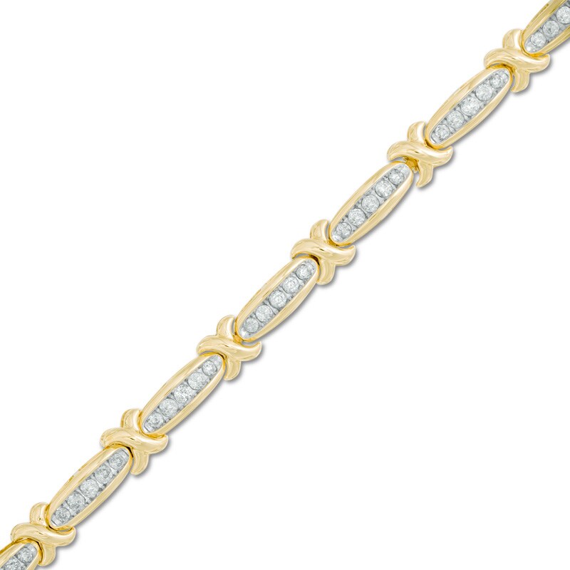 Main Image 1 of Previously Owned - 1 CT. T.W. Diamond "X" Bracelet in 10K Gold