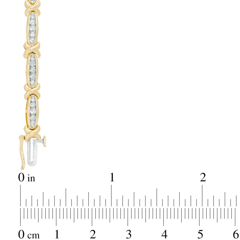 Main Image 2 of Previously Owned - 1 CT. T.W. Diamond "X" Bracelet in 10K Gold