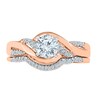 Thumbnail Image 2 of Previously Owned - Lab-Created White Sapphire and 1/10 CT. T.W. Diamond Twist Bridal Set in 10K Rose Gold