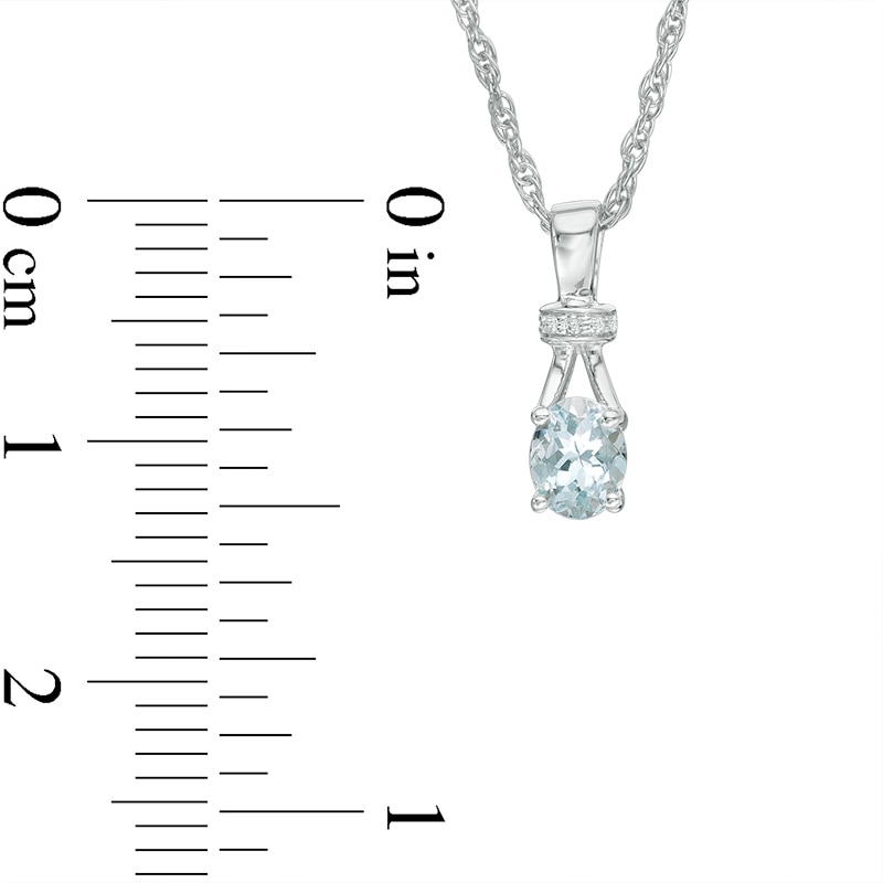 Main Image 3 of Previously Owned - Oval Aquamarine and Diamond Accent Collar Pendant and Ring Set in Sterling Silver
