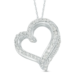 Previously Owned - 1 CT. T.W. Diamond Double Edge Heart Pendant in 10K White Gold
