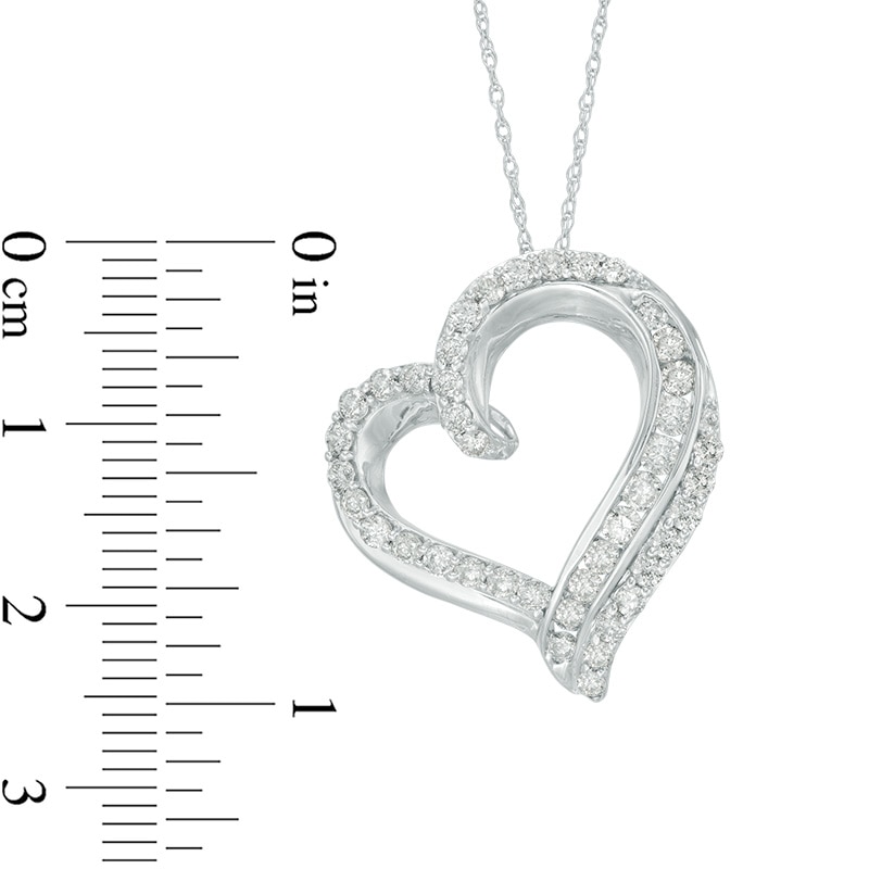 Main Image 2 of Previously Owned - 1 CT. T.W. Diamond Double Edge Heart Pendant in 10K White Gold