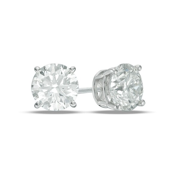 Previously Owned - 2 CT. T.W. Diamond Solitaire Stud Earrings in 14K White Gold Previously Owned - 2 CT. T.W. Diamond Solitaire Stud Earrings in 14K White Gold