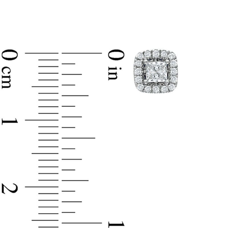 Previously Owned - Vera Wang Love Collection 1/2 CT. T.W. Princess-Cut Diamond Frame Stud Earrings in 14K White Gold