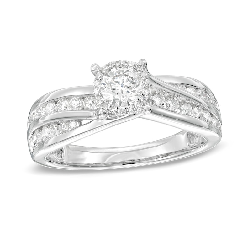 Main Image 1 of Previously Owned - 1 CT. T.W. Diamond Frame Engagement Ring in 14K White Gold