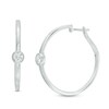 Previously Owned - 3/8 CT. T.W. Diamond Bezel-Set Hoop Earrings in 10K White Gold