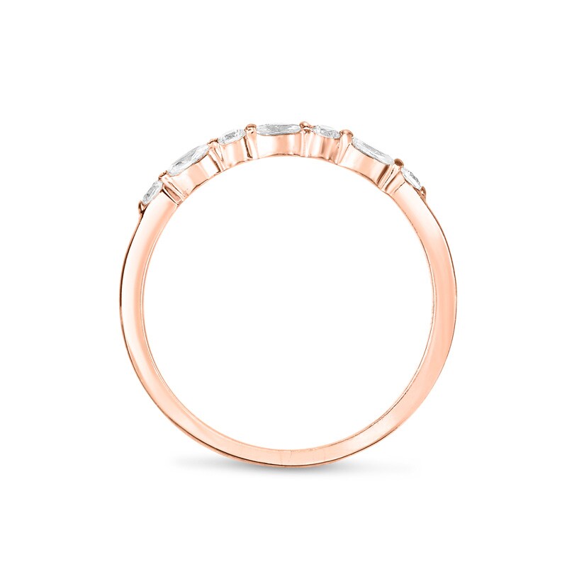 Main Image 2 of Previously Owned - 1/8 CT. T.W. Marquise and Round Diamond Alternating Anniversary Band in 14K Rose Gold