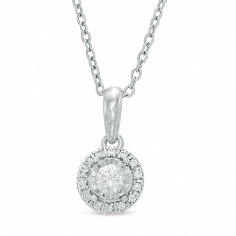 Main Image 1 of Previously Owned - 1/5 CT. T.W. Diamond Frame Circle Pendant in 10K White Gold