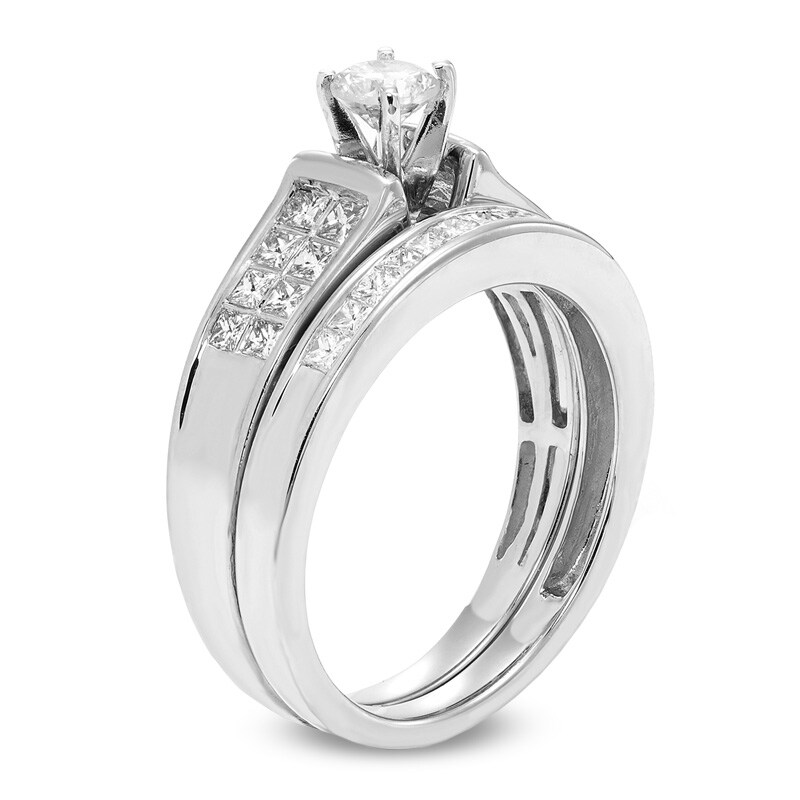 Main Image 2 of Previously Owned - 1 CT. T.W. Diamond Two Row Bridal Set in 14K White Gold (I/I2)