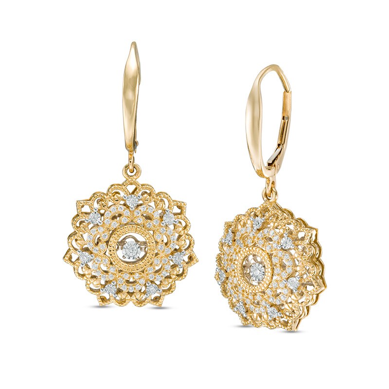 Previously Owned - Unstoppable Love™ 1/3 CT. T.W. Diamond Filigree Flower Drop Earrings in 10K Gold